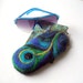 Wet Felted Eyeglasses Case Peacock feather Ready to Ship with bag frame metal closure handmade gift for her under 50 USD