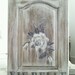 SALE...French SIGN Hand Painted...White Rose, "Beautiful Life", Vintage wood door, GREY/White