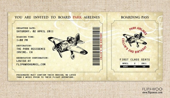 Vintage Train Invitation Boarding Pass Style Assembled By 2988