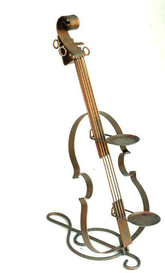 Brass Cello Violin Treble Clef Stand for candle or plant
