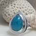 Shield of Artemis, amazing AAA night blue Larimar teardrop ring size 7 1/4