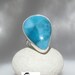 Larimar AAA cocktail ring size 8 1/4 - Burning Blue, superb deep London blue Larimar big teardrop