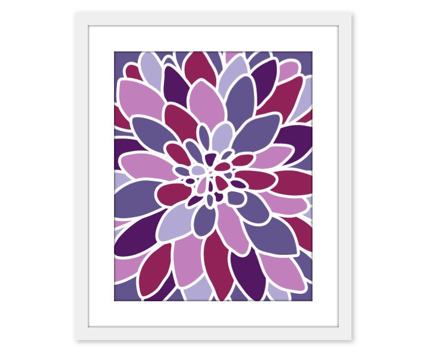 Purple Violet Dahlia Flower Art Print Wall Art Modern Home