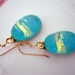Dichroic Fused Glass Earrings Hand Crafted Golden Ribbon 18K Gold Earwires