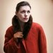 Brick Orange Wool coat Mink collar 1960ies