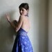 Blue Mini Dress bareback Embroidered 1970ies Vera Mont Paris size small