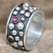 Sterling Silver Ring, Handmade Sterling Silver Jewelry, Garnet Ring, Silver & Gold Balls, January Birthstone, Solid Silver, Heavy Ring