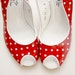 Vintage red and white polka dot slingback shoes (Size 7M)