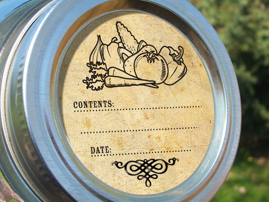 Vintage Vegetable canning jar labels round mason by CanningCrafts