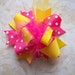 Hair Bow---MINI Funky Fun Over the Top Bow---Strawberry Lemonade---Pink and Yellow