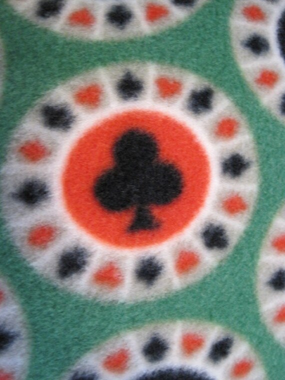 Fleece Blanket with Playing Card Emblems on Poker Chips on