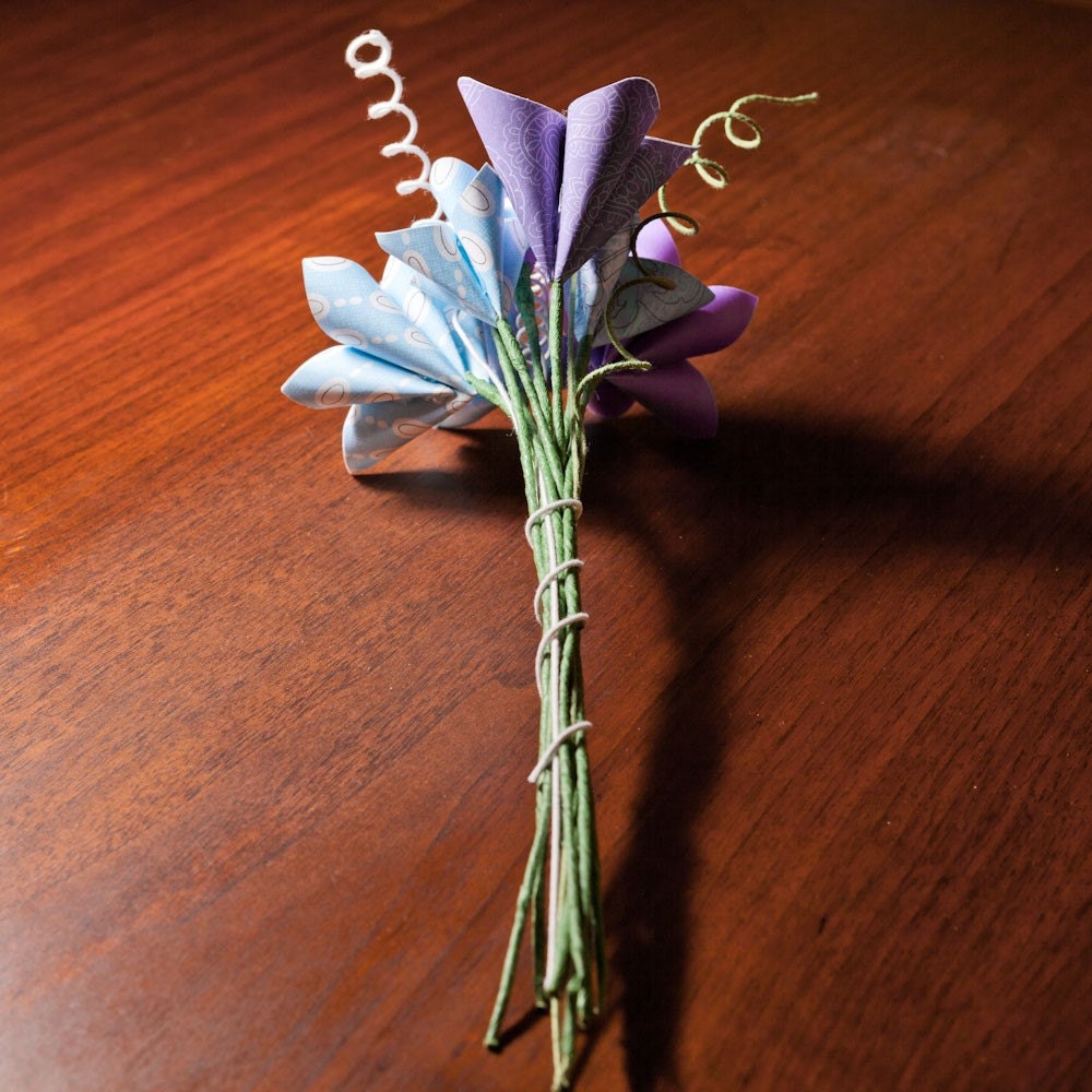 Paper flower bouquet in blue whimsy