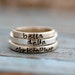 Hand Stamped Stacking Rings in Sterling Silver-ONE Ring