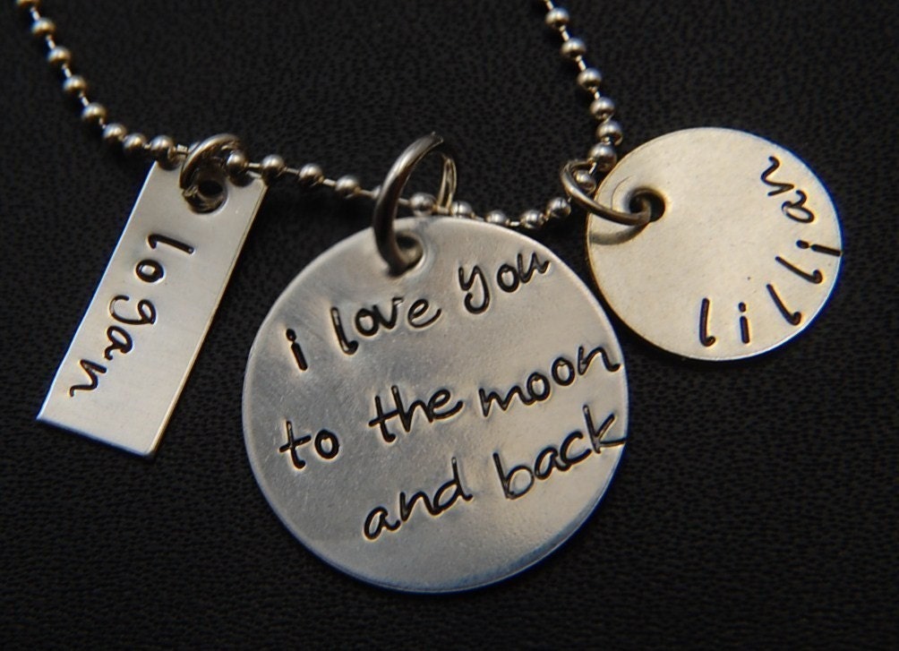 Hand Stamped I Love You To The Moon and BACK with TAGS and