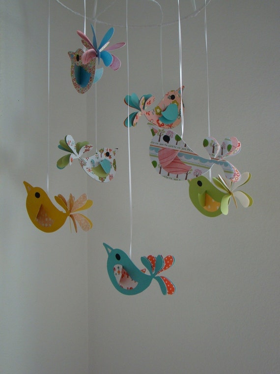 Bird Baby Mobile Pretty Birds Baby Mobile by MagicalWhimsyDesigns