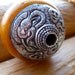 RESERVED for zgloova - Vintage Antique Tibetan Amber & Silver Bead - 45x46mm - Intricate Detail Skull and Dragon - SPECIAL PRICE