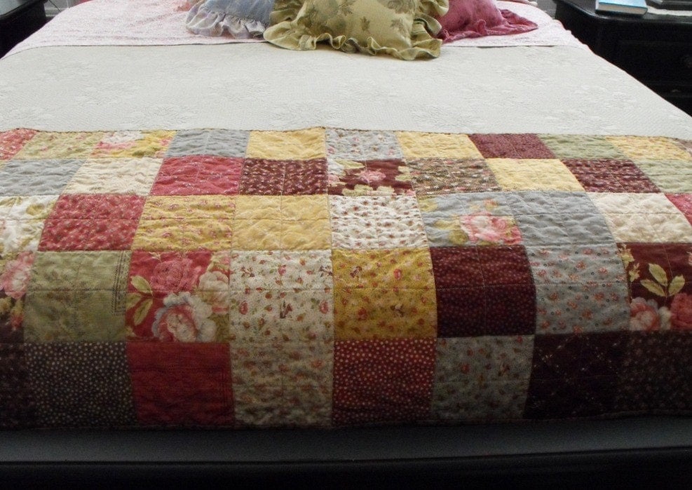 Handmade Quilted Bed Runner For Double or Queen Size Bed