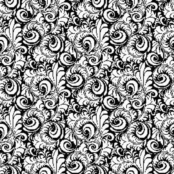 SALE Avlyn Belle Fleur Scroll in Black and by RaspberryCreekFabric