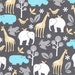 Aqua Tan and Grey Animal Flannel, Zoology Flannel in Sea For Michael Miller, 1 Yard