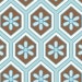 Brown and Blue Geometric Fabric, London By Dena Designs for Free Spirit, Lindsey Honeycomb in Blue, 1 Yard