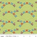 Green and Blue Boy Train Fabric, Scoot for Riley Blake, Train Print in Green, 23 Inches