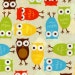 Urban Zoologie by Ann Kelle for Robert Kaufman, Owl Print in Bermuda, 1 Yard