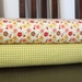 Multi Color Red Pink and Mustard Farmhouse Flower and Green Gingham Flannel Blanket Bundle, 2 Yards