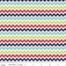 Blue Red and Green Chevron Fabric, Dress Up Days For Riley Blake, Chevron Print in Blue, 1 Yard