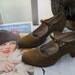 late teens - 1920s heels / 20s vintage olive suede Mary Jane shoes by Treadeasy ... size 6 -ish