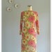 60s dress / 1960s vintage Leonard Paris jersey Splashy Daisy shift dress with leather fringe belt ... size S/M/L
