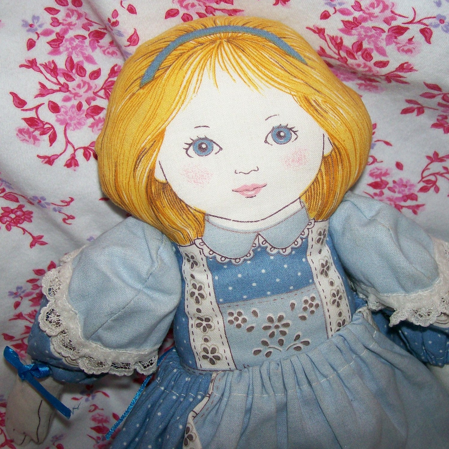 Vintage Cloth Fabric Panel Doll Sewn With Clothes