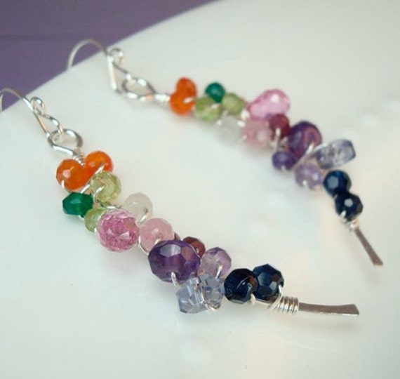 Multi Colored Gemstone Earrings by mmerrittdesigns on Etsy