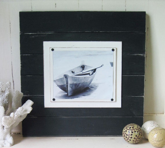Xtra Large Distressed Black 21x21 Plank Frame 8x10 picture