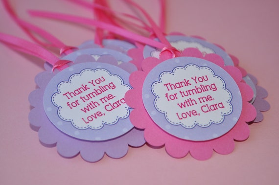 Gymnastics Party Favor Tags - Thank You Tags - Gymnastics Tumbling Birthday Party Favors - Girls Birthday Party Decorations - Set of 12 Il_570xn