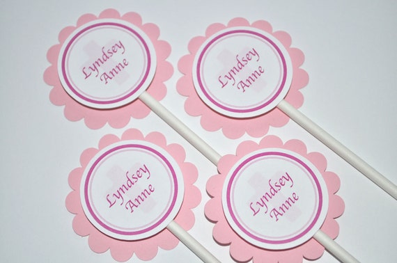 Baptism Cupcake Toppers, Girls Baptism, First Holy Communion Party Decorations, Religious Party Decorations - Set of 12 Il_570xn