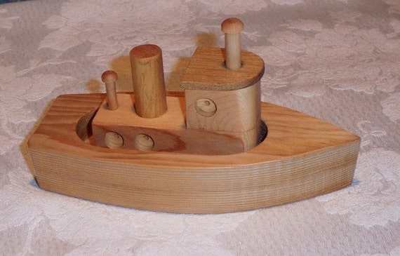Tug Boat wood toy by OmiCrafts on Etsy