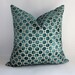 Velvet Pillow Cover / 18 x 18 / Geometric Pattern in Peacock Teal Blue