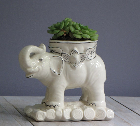 vintage elephant planter by wretchedshekels on Etsy