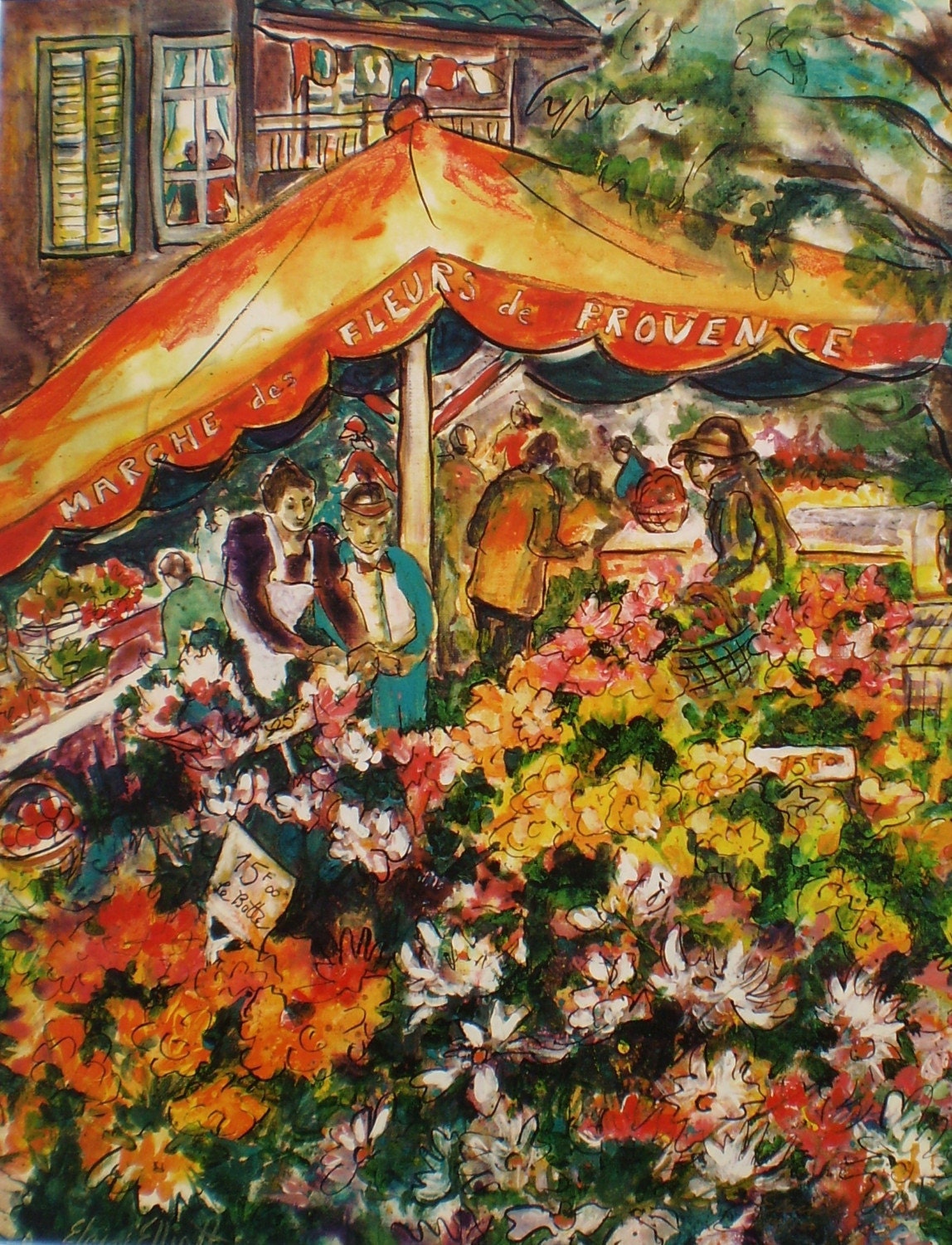 French Flower Market Paris FREE SHIPPING 11x14 Fine Art Print
