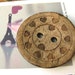 Heart Wooden Buttons - Antique Yellowing Heart Circles Carving Wood Buttons, 8 pieces in a set, 1.5 inch