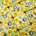 Square Wooden Buttons - Lovable Blue and Green Small Florets Pattern Round Square Wood Buttons. 0.63 inch. 10 in a set