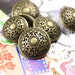 Medieval Filigree Metal Buttons , Antique Brass Color , Domed , Openwork , Shank , 0.55 inch , 10 pcs