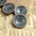 Special Metal Buttons - Steel Blue Rendering Retro Copper buttons, Dish Shaped, Relief Floral Pattern Inside. 0.59 inch, 10 pcs