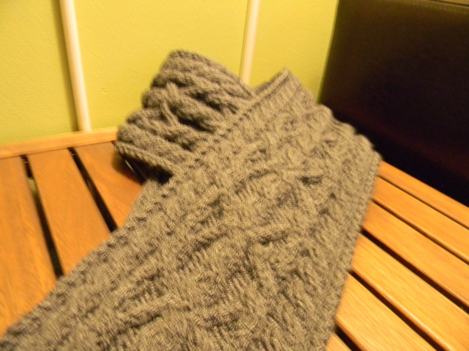 Men's scarf charcoal grey unique cable knit by Seuphoria on Etsy