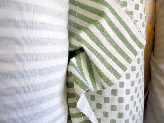 CHRIS STONE designer fabric Green and White Stripe