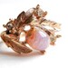 Vintage Purple Stone Leaf Ring - Gold Tone Adjustable Costume Jewelry / Soft Iridescence