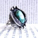 Sterling Silver Chunky Turquoise Ring - Vintage Size 8 Heavy Native American Jewelry / Leafy Treasure
