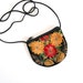 Vintage Black Floral Coin Purse / 1970s