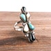 Sterling Silver Statement Stone Ring - Vintage Size 6 Black, Teal, White Stone Jewelry / Height