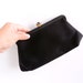 Vintage Black Clutch with Black Glass Stone / 1960s